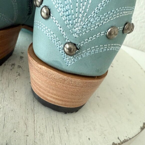 Lane COSSETTE Womens Cowboy Booties 6.5 Western Blue Leather Cowgirl Short Boots - Picture 4 of 13